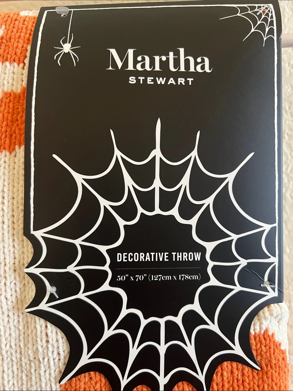 Martha Stewart Orange & Cream Pumpkin Knit Throw Blanket